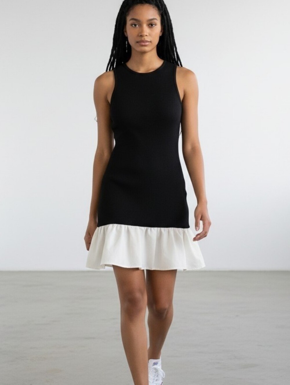 21 Saints Black White Drop Waist Dress Medium